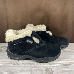 Salomon Black Leather Insulated Slip-On Ankle Winter Boot - Women's 7